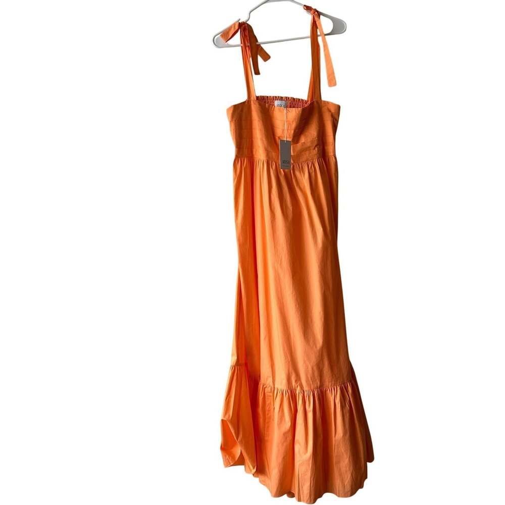 MISA LA Women's Orange Serafina Square-Neck Tie-Shoulder Maxi Dres Size L NWT - Picture 4 of 9